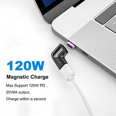 120W USB Type C To USB C Magnetic Adapter 90 Degree Fast Charging Magnetic Converter For Mac book iPad Pro Switch Samsung