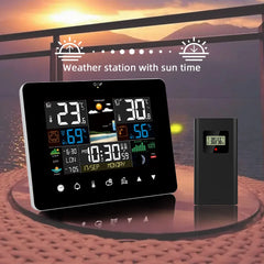 Weather Station Alarm Clock Multifunction Thermometer Hygrometer Touch Screen Wireless Sensor Sunrise Sunset