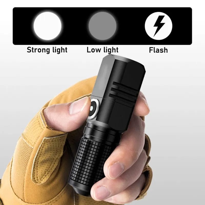 Powerful Led Torch Flashlight 4 Core Built in Battery Shot Long Smart Type-c Rechargeable Flash Light EDC Torch Lamp For Camping