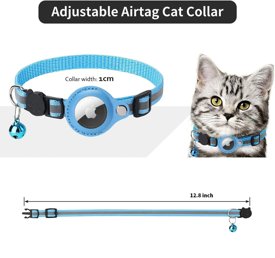 Gps Cat Collar Apple Airtag Tracker Protective Case With Bell Reflective Cat Necklace GPS Accessories Kitten Pet Products