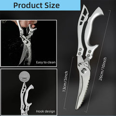 Kitchen Scissors Chicken Bone Kitchen Shears,Duck Fish Cutter 4Cr Stainless Steel Fish Scissors Scale Clean Cook Scissors Knife