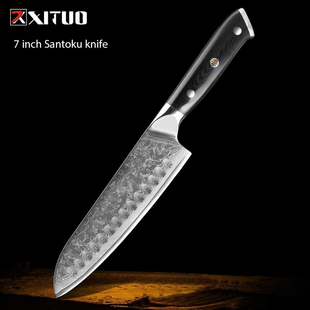 XITUO Damascus kitchen Knife 1-9PC 67 layers Japan Damascus steel Chef knife Sharp Sankotu Cleaver Boning Paring knife G10 handl - Wowza