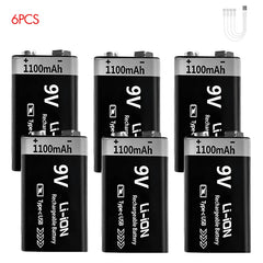 MATOV USB 9V Rechargeable Battery 1100mAh Type-C Rechargeable 6F22 9V Li-ion Battery for RC Helicopeter Model Multimeter Toy