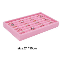 Hot Sales Fashion Portable Velvet Jewelry Ring Jewelry Display Organizer Box Tray Holder Earring Jewelry Storage Case Showcase