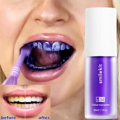 SmileKit Original Purple Whitening Toothpaste Teeth Colour Corrector Deep Remove Dental Plaque Stain Brightening toothpaste