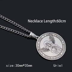 Pentagram Necklace Seven Archangel Amulet Protection Pentacle Pendant Necklaces for Women Men Trend Stainless Steel Jewelry Gift