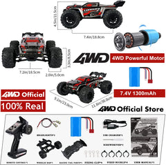 4WD 1:16 80KM/H Super Brushless 50KM/H Brushed RC Car 4x4 Off Road Remote Control High Speed Drift Monster Truck Toy  Kids Adult