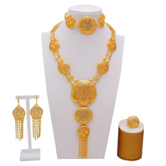 Dubai Jewelry Sets Gold Color Necklace & Earring Set For Women African France Wedding Party Jewelery Ethiopia Bridal Gifts