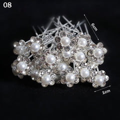 50/20 pcs/pack Women Flowers Hairpin Stick Wedding Bridal Crystal Flowers Hairpin U Shaped Hair Clip Hair Accessories