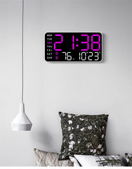 Large Digital Wall Clock Temp Date Week Display Remote Control USB Powered Table Clock Wall-mounted Dual Alarms LED Clocks