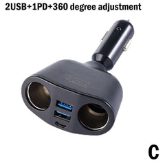 Car Cigarette Lighter 12V-24V Socket Splitter Blue Atmosphere Light PD QC3.0 2 USB Charger C Ports For Mobile Phone DVR Chargers