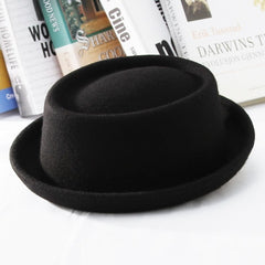 GEMVIE Classic 100% Wool Soft Felt Pork Pie Hat Fedora for Men Women Autumn Winter Wool Hat Curved Brim Men Dress Hats