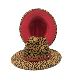 Rose red fedora hat new leopard print hat European and American men's and women's hat fedora jazz winter hat шапка женская