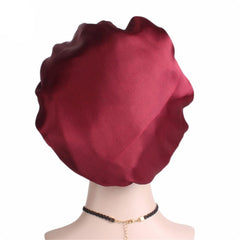 Newly Women's Satin Solid Sleeping Hat Night  Hair Care Bonnet Nightcap For Women Men Unisex Cap