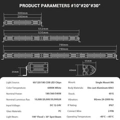 Slim led light bar 20 inch 10 inch Spot Flood Combo Beam led bar For SUV 4X4 Off Road LED Work Lamp 12V 24V Auto Driving Light