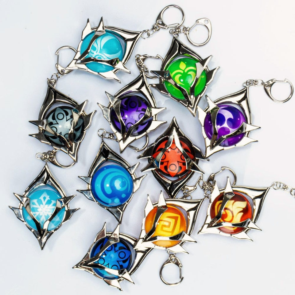 Genshin Impact Trinket Mondstadt Liyue Sumeru Fatui Vision Of God Keychains Anime Accessories Bag Pendant Key Rings High Quality