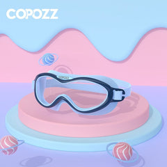 COPOZZ Kids Swim Goggles Anti Fog Waterproof Children Teenagers Big Frame Swimming Eyewear Boy Girl One-piece Swim Glasses