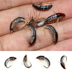 6PCS Trout Fishing Realistic Nymph Scud Fly Nymphing Artificial Insect Baits Flying Lure Fishing Accessories