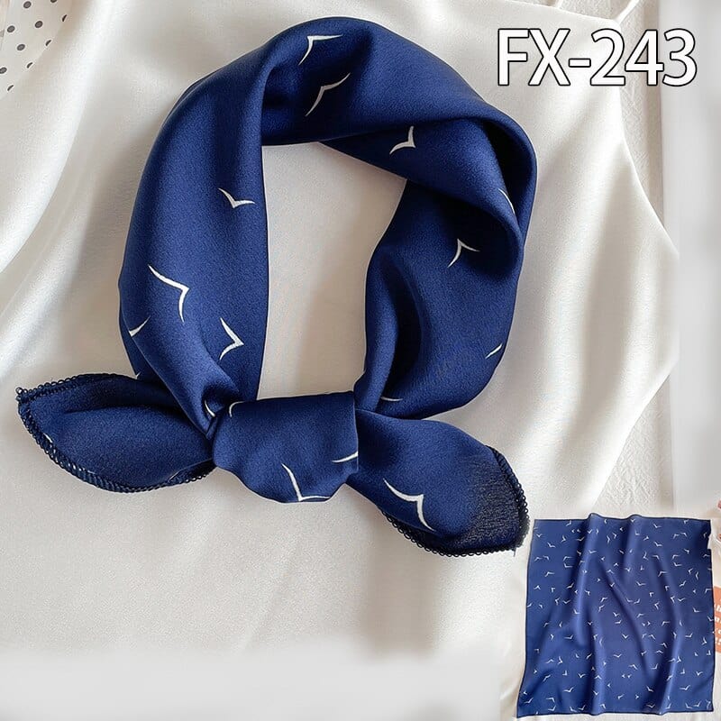 Women Small Satin Silk Scarf Square Print Wrap Foulard Femme Handkerchief Bandana Neck Hair Skinny Tie Scarves Shawls