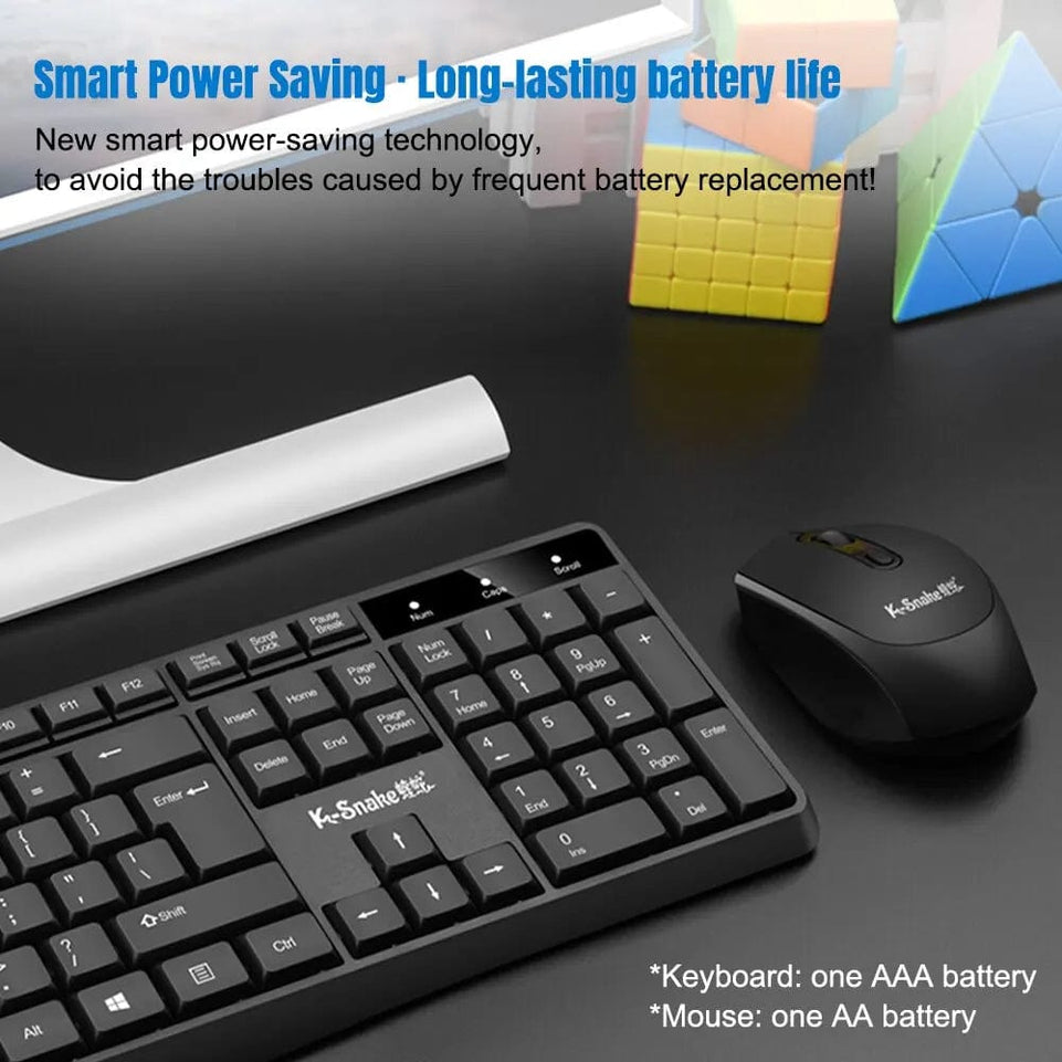 Wireless Keyboard and Mouse Combo Full-Sized 2.4GHz USB Wireless Keyboard and Wireless Optical Mouse for Mac Laptop Desktop PC
