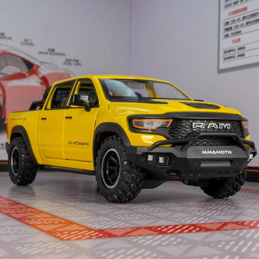 DODGE Mammoth 1000 TRX Alloy Pickup Car Model Diecast Metal Off-road Vehicle Model Sound and Light Simulation Kids Toy Gift