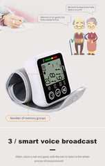 Wrist Digital Blood Pressure Monitor  English / Russian / Portuguese / Spanish Voice  Broadcast Tonometer