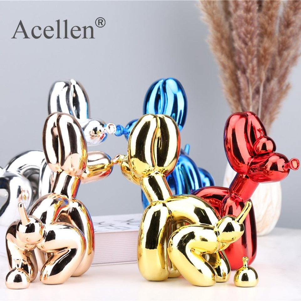 Animals Figurine Resin Cute Squat Poop Balloon Dog Shape Statue Art Sculpture Figurine Craftwork Tabletop Home Decor Accessories