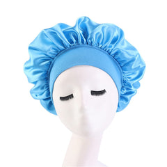 Newly Women's Satin Solid Sleeping Hat Night  Hair Care Bonnet Nightcap For Women Men Unisex Cap