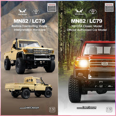 Toyota Landcruiser 1:12 Rc Car Mn82 Retro Full-scale Simulation LC79 RTR 2.4g 4WD 280 Motor Remote Control RC Truck Model Car Toy