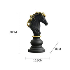 NORTHEUINS Resin Retro International Chess Figurine for Interior King Knight Sculpture Home Desktop Decor Living Room Decoration