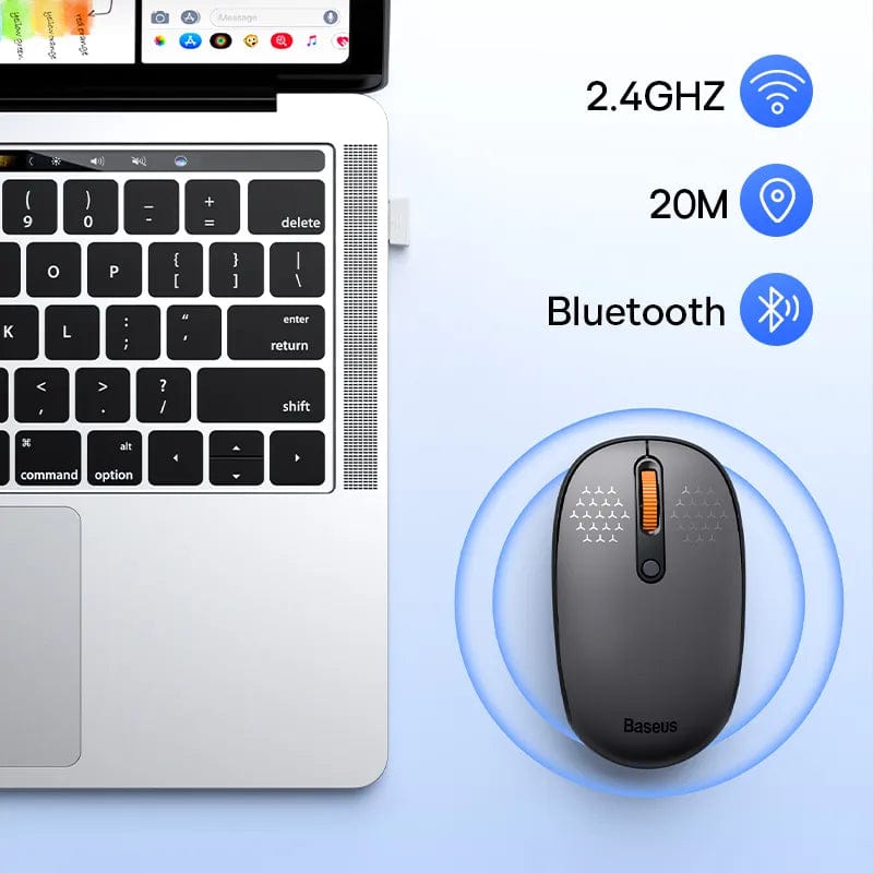 Baseus Mouse Bluetooth Wireless Computer Keyboard and Mouse Combo with 2.4GHz USB Nano Receiver  for PC MacBook Tablet Laptop