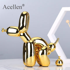 Animals Figurine Resin Cute Squat Poop Balloon Dog Shape Statue Art Sculpture Figurine Craftwork Tabletop Home Decor Accessories