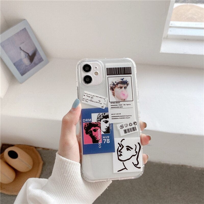 Fashion Funny Vintage Label David Transparent Phone Case For iPhone 12 11 Pro X XS MAX XR SE20 7 8Plus Soft Silicone Cover Coque