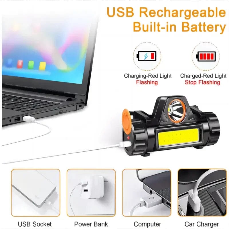 Portable Mini Powerful LED Headlamp XPE+COB USB Rechargeable Hunting Headlight Waterproof Head Torch with Tail Magnetic