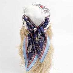 Female Silk Neck Scarf Letter D Print Square Hair Scarves Foulard Head Band Shawls And Wraps Neckerchief Bandana 70*70cm