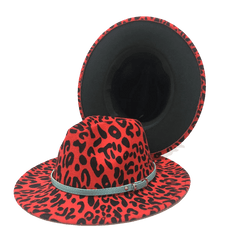 Rose red fedora hat new leopard print hat European and American men's and women's hat fedora jazz winter hat шапка женская