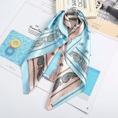 Haimeikang 60*60cm Square Silk Scarf Women Headband Fashion Print Neck Scarfs Office Hair Band Hand Kerchief Female Bandana