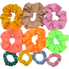 Scrunchies Set Hair Accessories Velvet Chiffon ties band Sequins organza Ponytail Holder Headwear No Crease Leopard Solid  10pcs