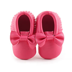 Baby Shoes Newborn Infant Boy Girl First Walker PU Sofe Sole Princess Bowknot Fringe Toddler Baby Crib Shoes Casual Moccasins