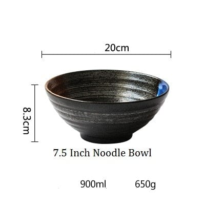 Japanese style 7.5 inch large bowl ramen bowl ceramic soup bowl retro tableware hat bowl trumpet bowl ceramic - Wowza