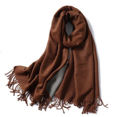 Winter Cashmere Scarf Women Thick Warm Shawls Wraps Lady Solid Scarves Fashion Tassels Pashmina Blanket Quality Foulard 2023 New