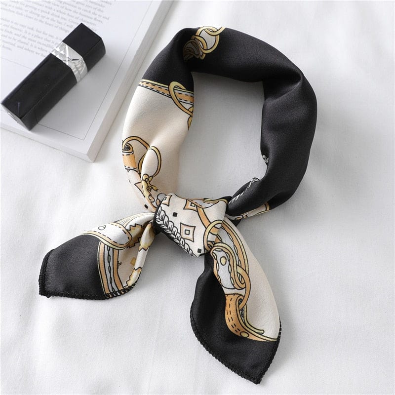 Women Small Satin Silk Scarf Square Print Wrap Foulard Femme Handkerchief Bandana Neck Hair Skinny Tie Scarves Shawls