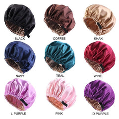 New Satin Hair Cap For Sleeping Invisible Flat Imitation Silk Round Haircare Women Headwear Ceremony Adjusting Button Night Hat