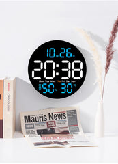 LED Large Digital Wall Clock 10inch with Remote Control Temperature Humidity Date Week Display