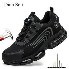 Steel Cap Sneakers Rotating Button Safety Shoes Indestructible Puncture-Proof Protective Shoes Anti Shock Boots Steel Toe Shoes