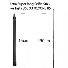 290cm Carbon Fiber Invisible Extended Edition Selfie Stick For Insta360 X3 / GO 3/ACTION 4 Accessories For Go Pro Selfie Stick