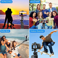 Portable camera tripod with wireless remote control and 360 ° rotation for video recording, video recording, and live streaming