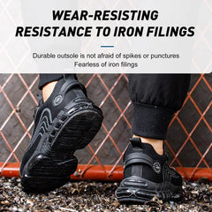 Steel Cap Sneakers Rotating Button Safety Shoes Indestructible Puncture-Proof Protective Shoes Anti Shock Boots Steel Toe Shoes