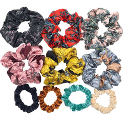 Scrunchies Set Hair Accessories Velvet Chiffon ties band Sequins organza Ponytail Holder Headwear No Crease Leopard Solid  10pcs