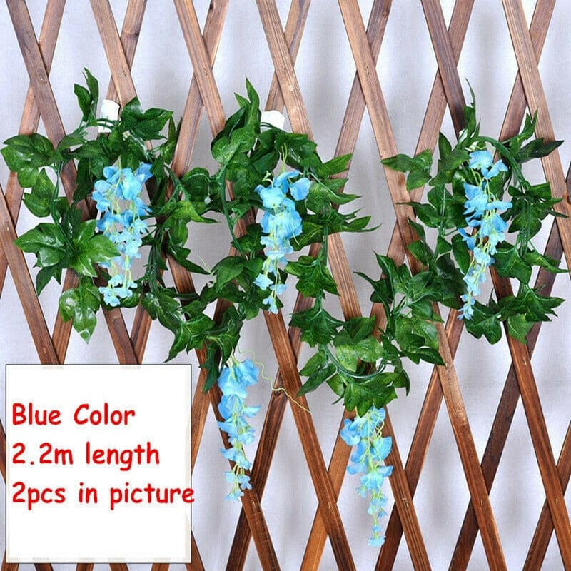 2x 7FT Artificial Wisteria Vine Garland Plants Foliage Trailing Flower flowers Outdoor home office hotel decor